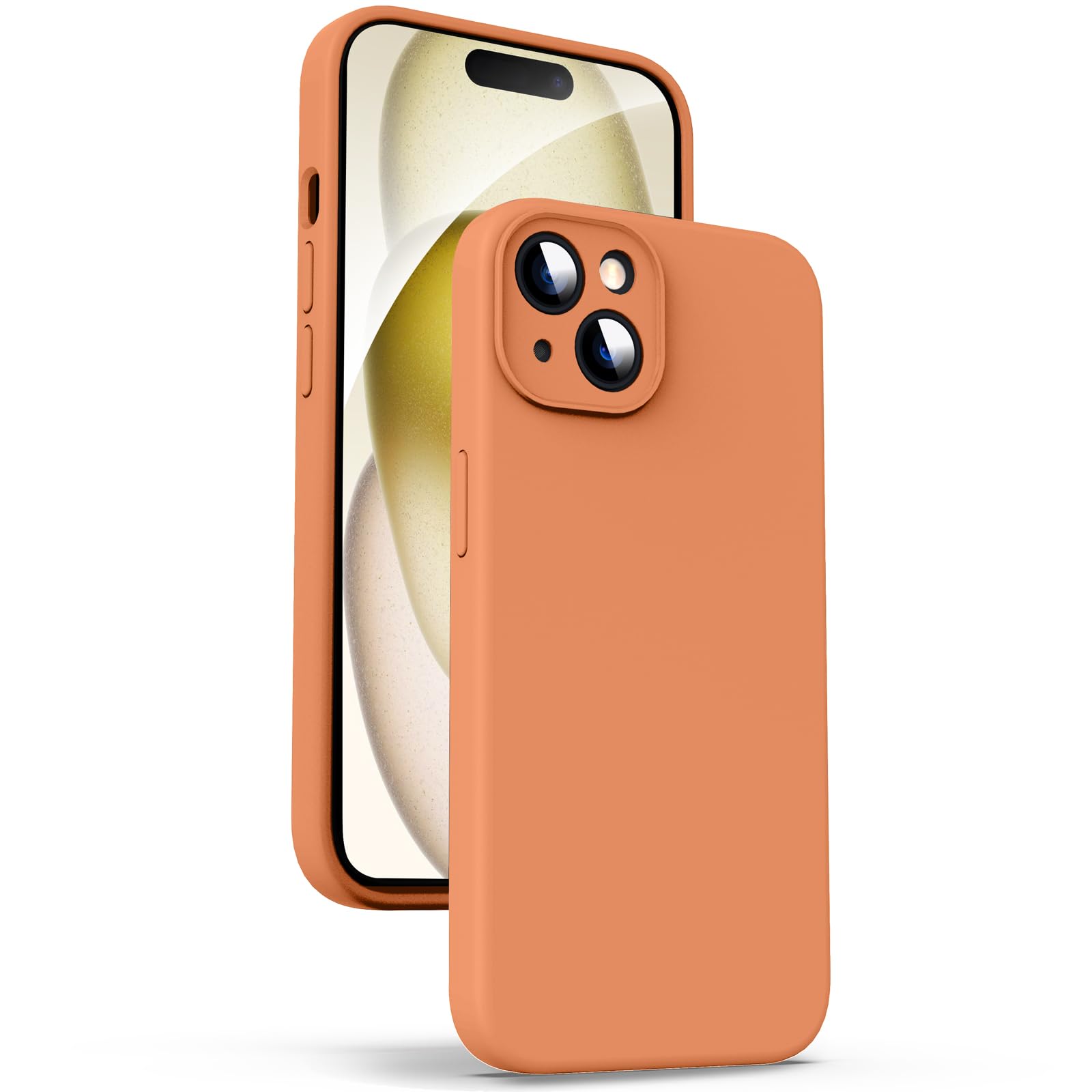 Supdeal Liquid Silicone Case for iPhone 15 Plus - [Camera All-Round Protection] [Soft Microfiber Lining Anti-Scratch] 4 Layer Full Covered Shockproof Gel Rubber Phone Case Cover, 6.7", Orange — image 1