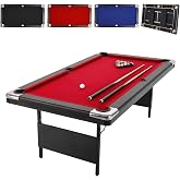 6,7 Foot Foldable Pool Table, Portable Billiards Table for Adults with Full Accessories Set, Mesa De Billar Includes 16 Balls, 2 Cue Sticks, Chalk, Rack &amp; Brush, Game Room Table for Home