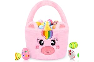 GEWUJATOP Easter Baskets for Kids,Easter Gifts for Baby Boys Girls, Easter Storage Container Organization Tote Bag Bucket for Egg Hunts,Party Favor Decorations