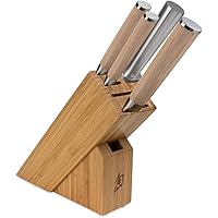 Shun Classic Blonde 5 Piece Starter Block Set, Includes 8" Chef, 3.5" Paring & 6" Utility Knives, Handcrafted Japanese Knife 
