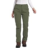 LINLANG EN Women's Polar Fleece Lined Waterproof Hiking Pants Insulated Softshell Warm Outdoor Winter Snow Ski Pants
