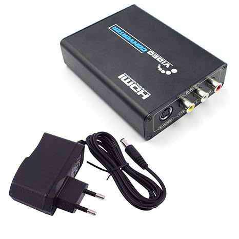 Jasnyfall AV S-Video-auf-HDMI HD Video Converter HDMI zu SVIDEO + S Video Switcher Adapter,schwarz