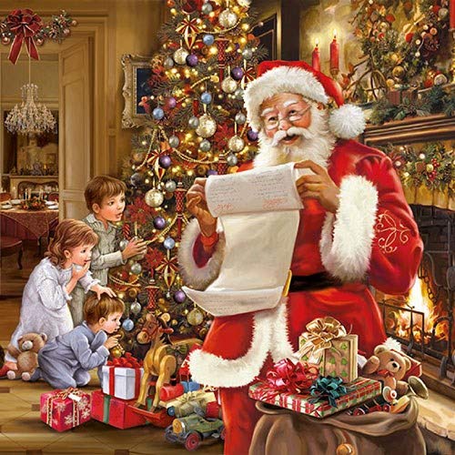 Ambiente Santa On Christmas Eve Napkins 33 Centimetre Jumbo Party Pack of 50