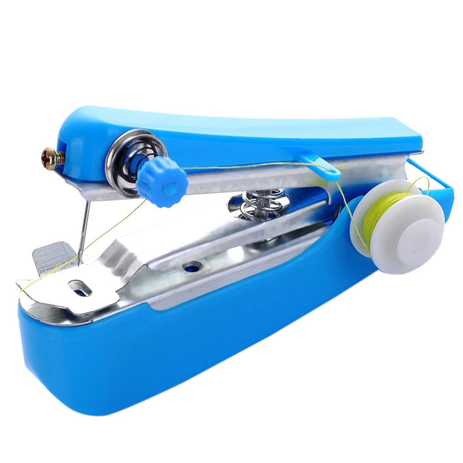 Blue Handheld Sewing Machine, Portable Mini Manual Handy Needlework Tool Mini Sewer Machine Hand Stitcher Sewing Machine Arts, Crafts and Sewing