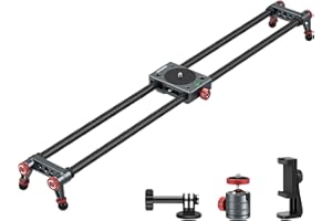 NEEWER 24in/60cm Carbon Fiber Camera Slider with 360° Ball Head/Phone Clamp/Action Camera Mount, Dolly Rail Track with 4 Bear
