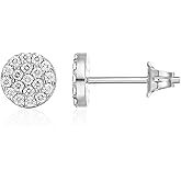 PAVOI 14K Gold Plated 925 Sterling Silver Post Stud Earrings for Women | Pave CZ Mini Disc | Gold Earrings for Women
