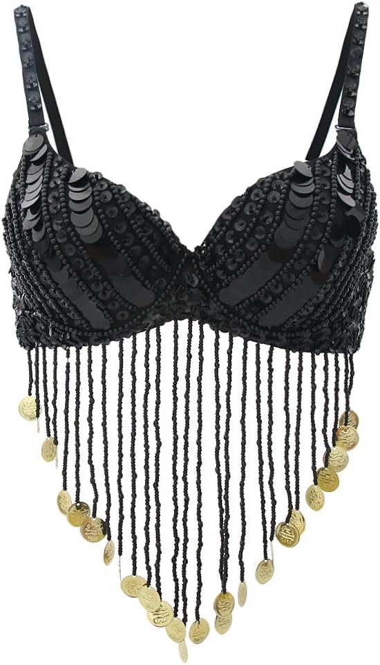 F Fityle Belly Dance Sequins Beaded Bra Top Latin Samba Dancing Costumes Bikini