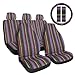 Copap Multi-Color Baja Saddle Blanket Car Seat Cover 10pc Universal Seat Cover Full Set with 15” Steering Wheel Cover & Seat Belt Protectors fits Car, SUV & Van
