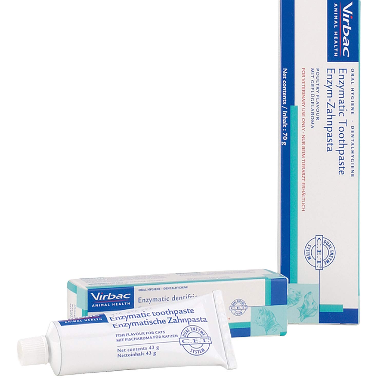 Virbac C.E.T. Enzymatic Toothpaste for Cats | Fish Flavour 43g | Reduce Plaque, Control Tartar & Freshen Breath