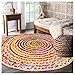 Hand Woven Jute & Multi Chindi Rug for Kitchen-Livingroom-Bedroom 3-Feet Round