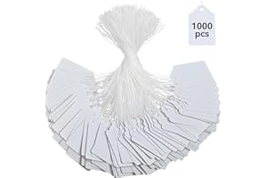Brothersbox Price Tags with String Attached, 1000pcs White Marking Merchandise Strung Writable Label Hang Tags for Pricing Gift Jewelry Clothing Yard Sale Garage Supplies 1.75 x 1.093 inch