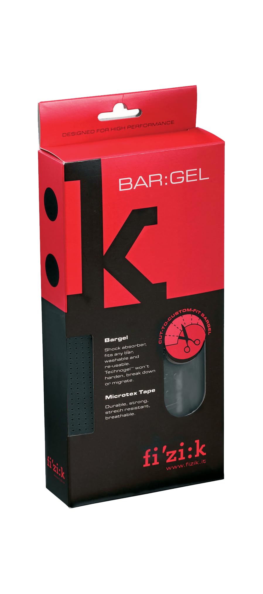 Fizik Microtex Tacky Handlebar Tape with Shock Absorbing Gel Pads, Black