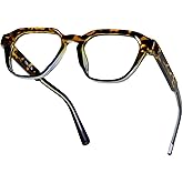 TIJN Blue Light Blocking Glasses, Anti Eyestrain UV Protection, TR90 Square Frame Glasses Chic Preppy Look for Women and Men