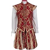 CosplayDiy Men's Tudor Costume Set - Elizabethan Jerkin Doublet & Breeches
