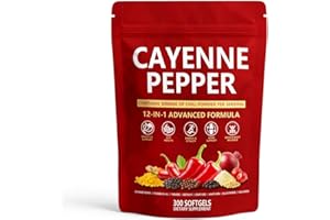 KLUNIZ Cayenne Pepper Capsules - 300 Softgels, Cayenne Pepper Softgels Supplement, Supports Leg Vein, Digestive Health & Gut Health, with Vitamin D3+K2, Beetroot, Grape Seed and Other Extracts
