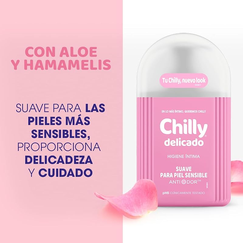 Chilly Delicate, Gel de Higiene Íntima, Fórmula Suave, 250ml