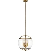 Hinkley Calvin Four Light Orb Pendant, Heritage Brass w/Clear Glass