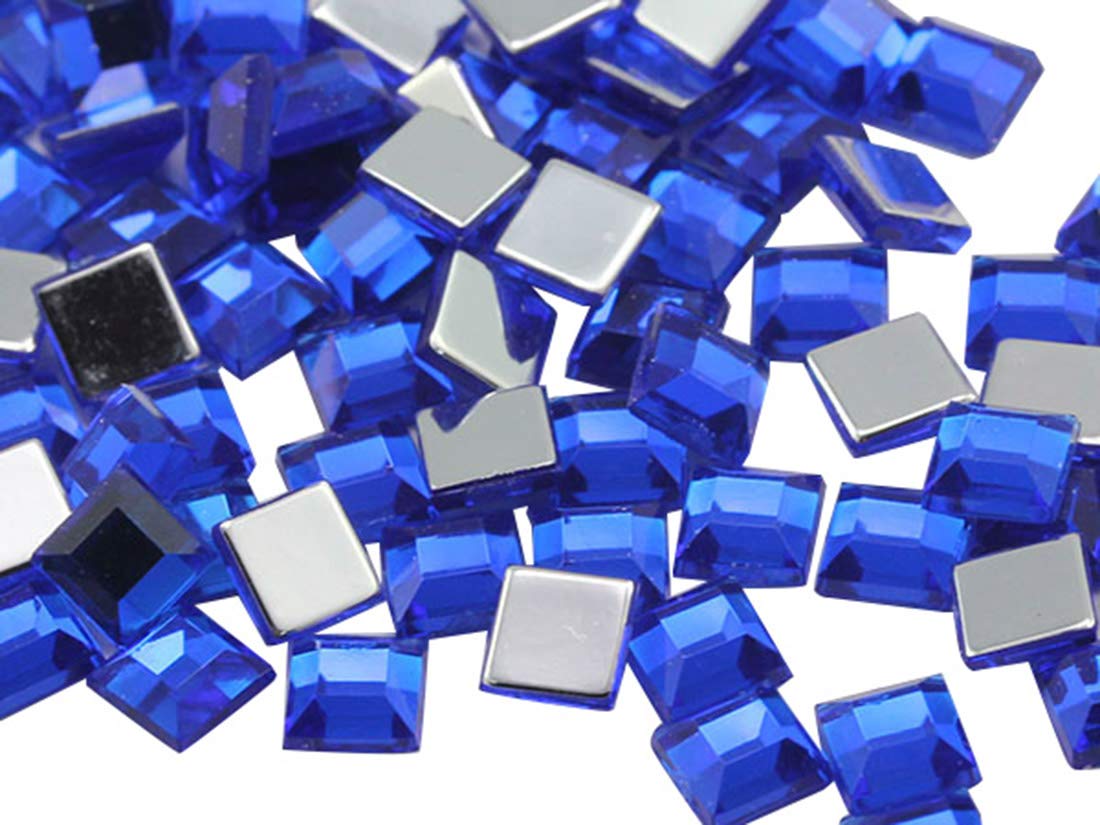 5mm Flat Back Square Acrylic Rhinestones Tiny Face Gems Body Jewels Card Making Embelishments - 100 Pieces (Blue Sapphire A09)