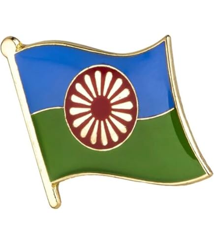 Roma Gypsy Flag 3x5 Ft - Romani People Banner With Wheel Chakra Design In Blue