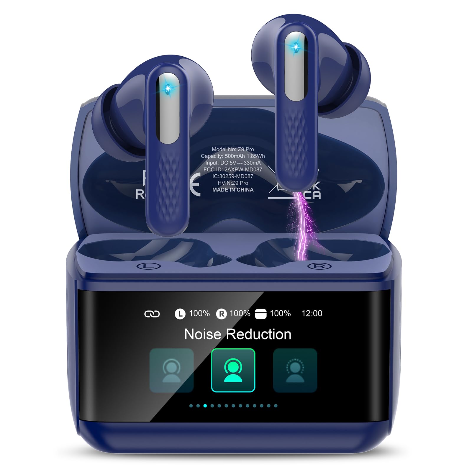Photo 1 of ZYHKON Wireless Earbuds, Bluetooth 5.4 in Ear Light-Weight Headphones Built-in MIC,48H Bass Stereo Ear Buds with ANC Noise Cancelling Mode, IPX7 Waterproof Ear Buds with Charging Case, Navy Blue