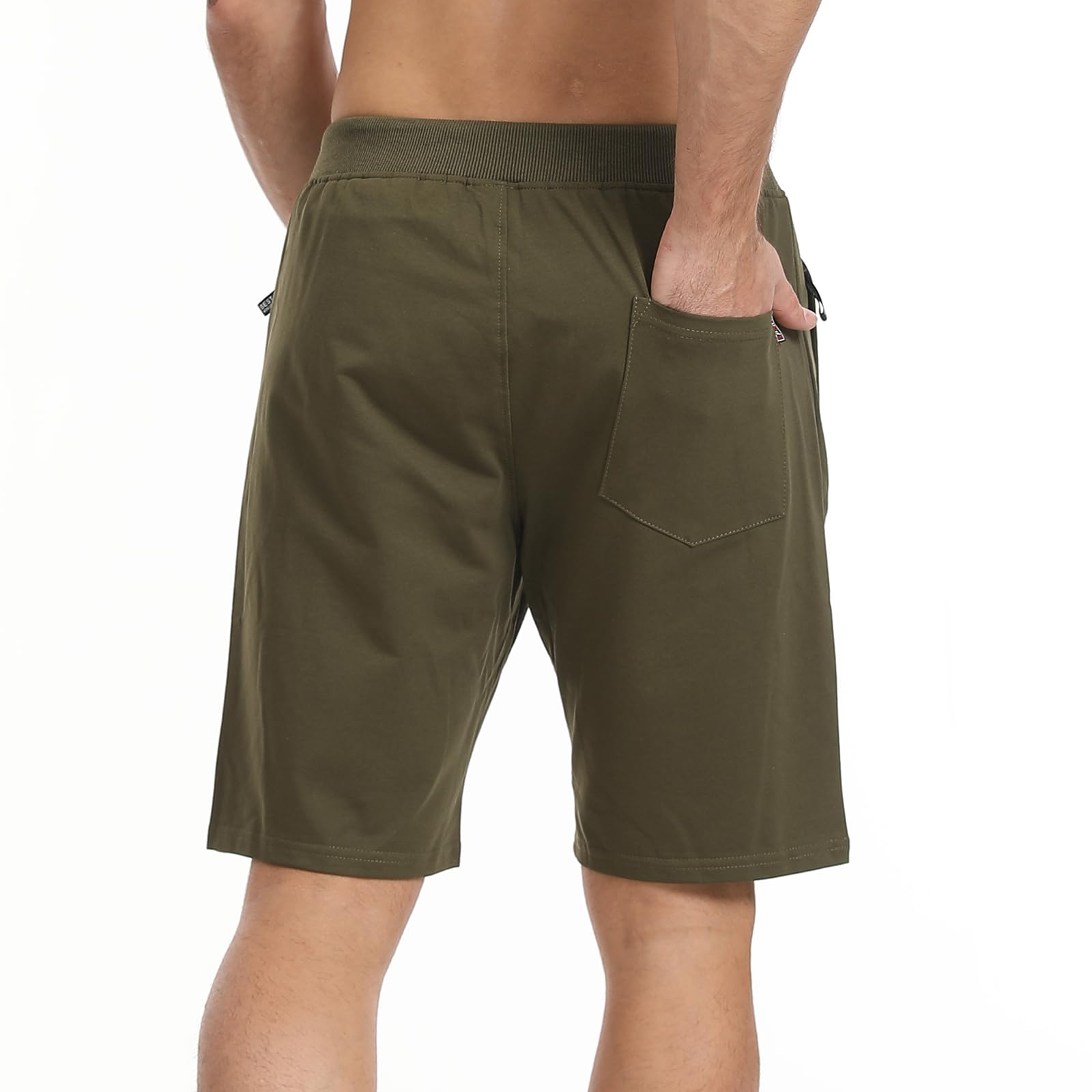 JustSun Sport Shorts Herren Kurze Hose Sommer beiläufig Baumwolle Elastische Taille Sweat Shorts Armeegrün Small 4