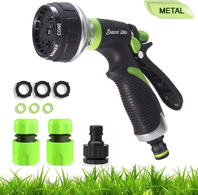 Metal Hose Spray Gun, 8Way Garden Hose Nozzle Heavy Duty Multifunction