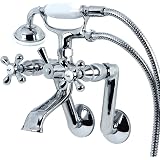 Kingston Brass KS269C Vintage Wannenfüller Mit Handbrause – Poliertes Chrom, Wandmontage, 150 Cm Schlauch