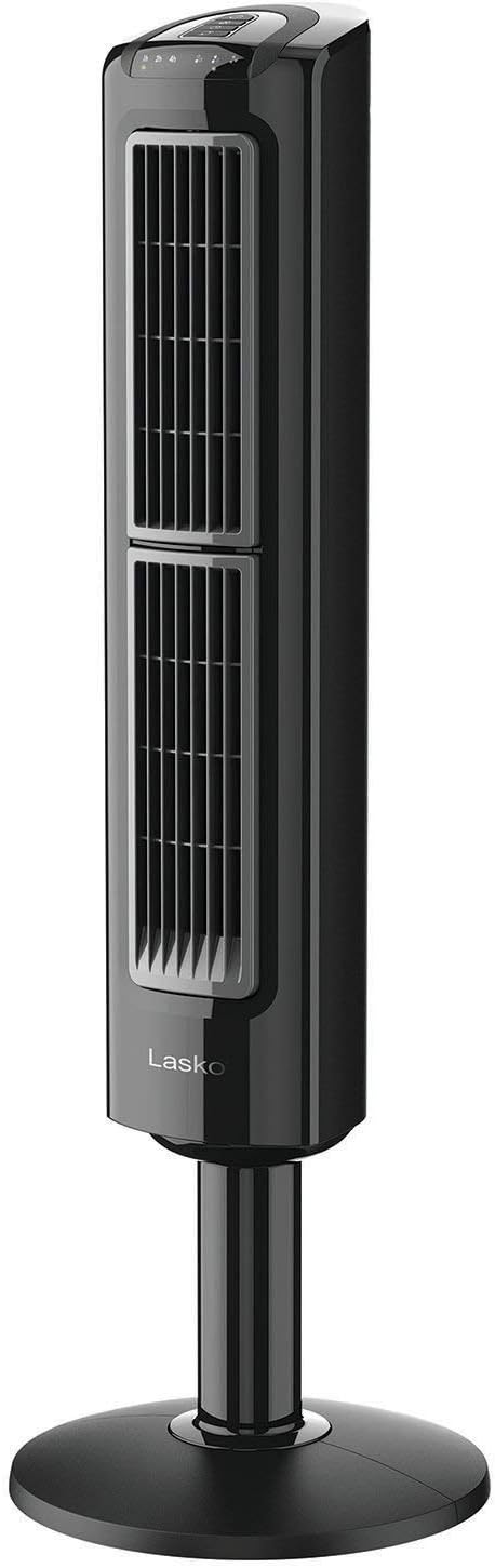 Lasko Oscillating Tower Fan with Twin Grills, Black