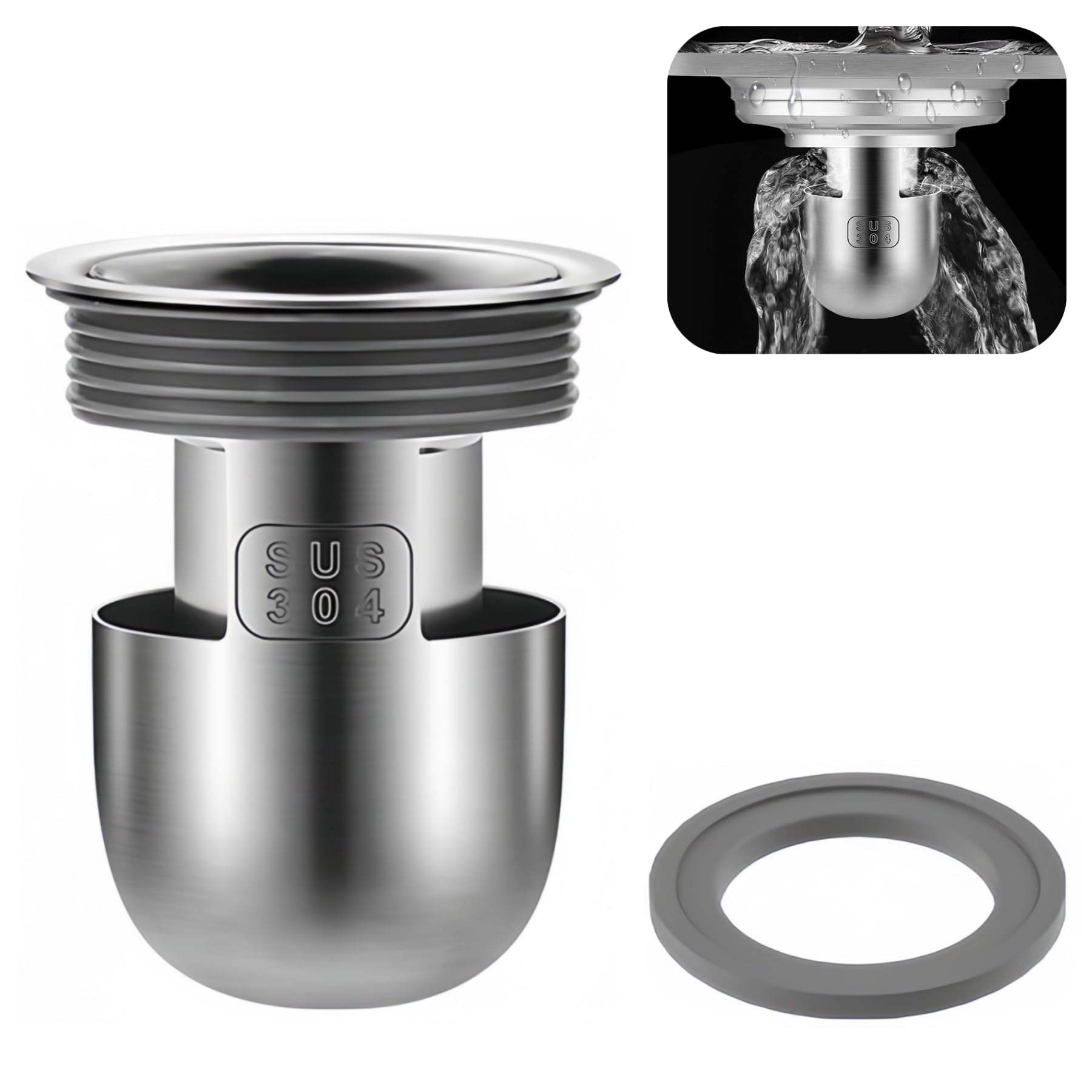 Photo 1 of COLDDD Shower Floor Drain Plug, Water Sealing, Mini Bottle Trap Design, 304 Stainless Steel Material, Anti- Odor Plugs for Bathroom (1, Depth 2.4'')