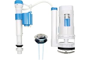 Ulinlo Pouly 2-Inch Dual Flush Valve Replacement Kit For One Piece Toilet: Include 8" Height Flush Valve, 2.2" Threaded Button, 7/8 Fill Valve. Fits Tanks 10"-13" tall, Drain Holes 2.44"- 2.83"