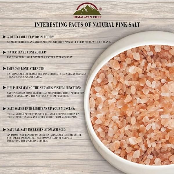 HIMALAYAN CHEF PINK HIMALAYAN SALT COARSE GRAIN, 2 LBS BAG – PURE, NATURAL, KOSHER, MINERAL-RICH, IDEAL FOR GRINDER REFILLS, COOKING, SEASONING