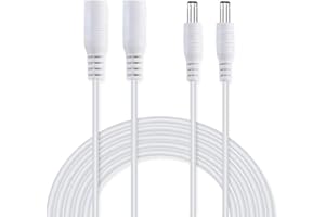 Cable Nahao 2 Pack Power Extension Cable 12ft 2.1mm x 5.5mm Compatible with DC 5V 12V 24V for CCTV Security Camera IP Camera Standalone DVR, LED Strip String Light-Male to Female (White)