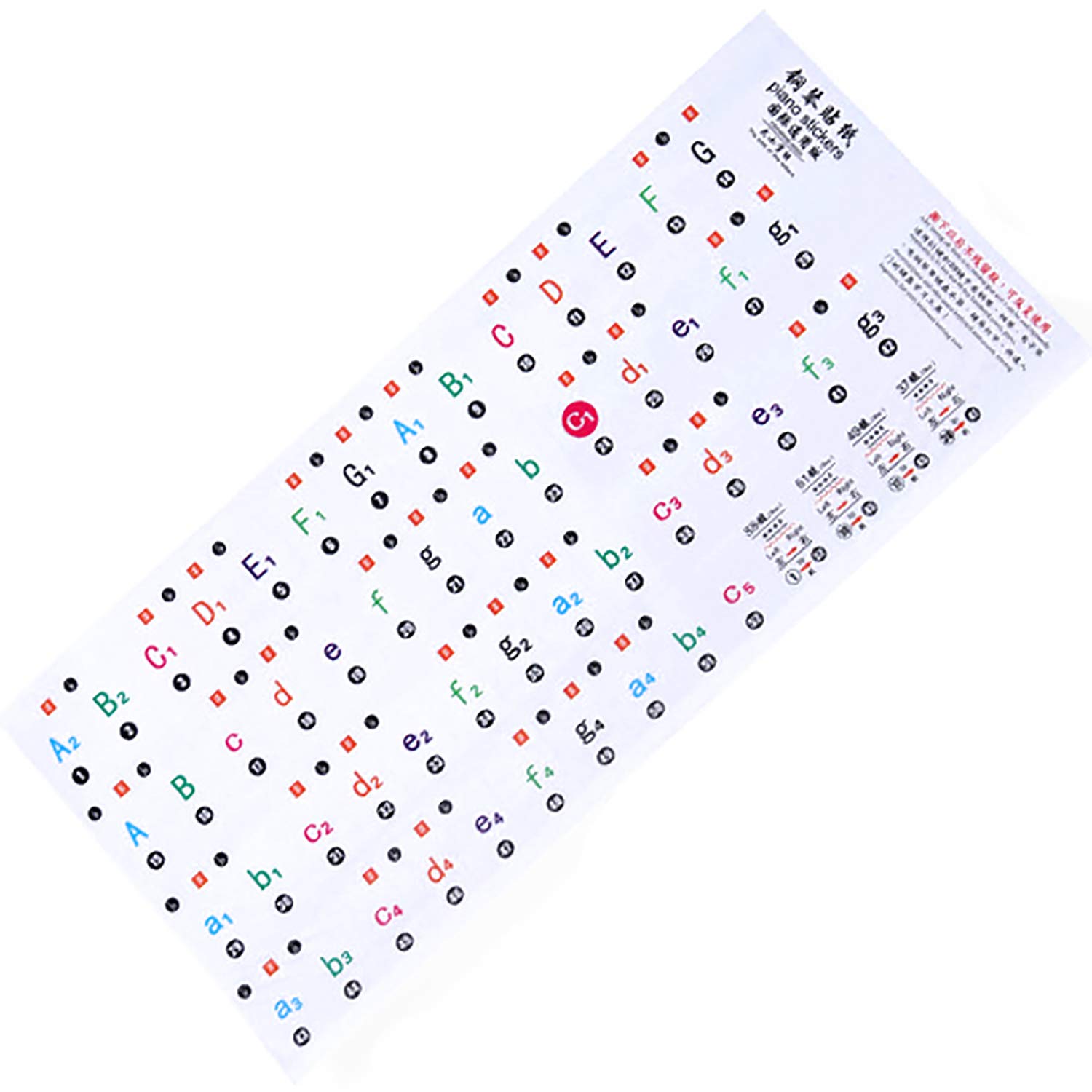 Piano Sticker for 37/49/54/61/88 Keys, Removable Transparent Beginners Piano Keys Stickers, Removable Transparent Piano Stickers for Keys, Keyboard Notes Stickers