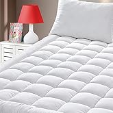 GERHOME California King Size Quilted Fitted Mattress Pad Cover with Deep Pocket Fitted 8" - 21", Ultra Soft and Comfortable, Breathable (White, California King)