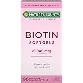 Nature's Bounty Biotin 10000mcg Supplement, 90 Rapid Release Softgels | Supports Healthy Hair, Skin and Nails, Optimal Solutions Hair Vitamin with Biotin