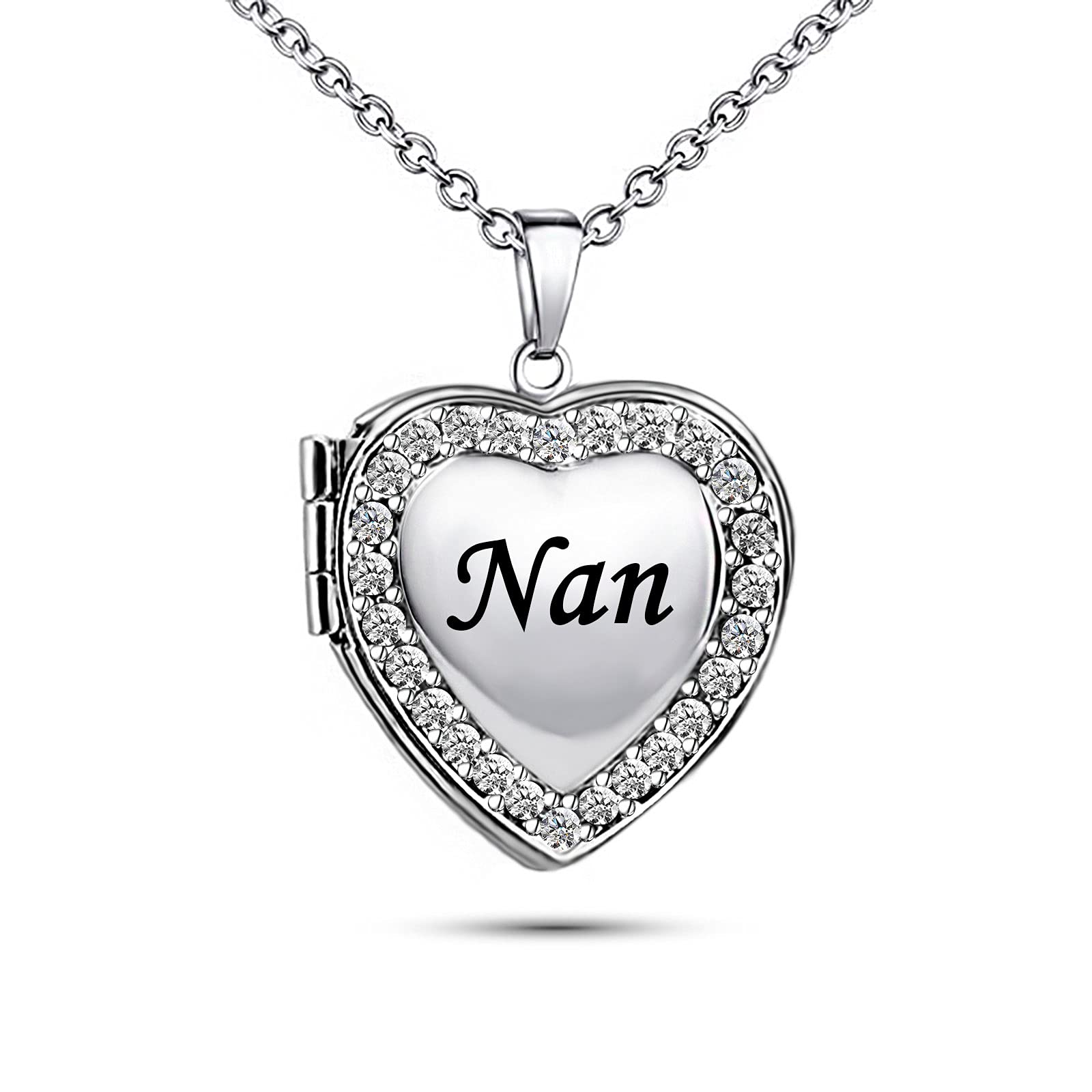 KunBead Jewelry Women Girls Nan Love Heart Photo Locket Pendant Necklace for Pictures — image 1