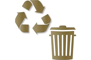 Vinyl Friend Recycle and Trash Sticker - 4.8in Gold - Logo Style Symbol to Organize Trash cans or Garbage containers and Bins - Contour Cut Decal Sticker