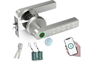 Smart Door Lock, Fingerprint Door Lock Set, 4 in 1 Keyless Entry Door Knob with APP/Keypad Code/Keys/Fingerprint, Electronic 
