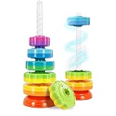 PracticeJQDEN Spinning Stacking Toys for 1-3 Year Olds | Montessori Toys for 1 Year Old, Ring Stacker Toy, Sensory &amp; Fine Motor Skills, Gift for Boys and Girls