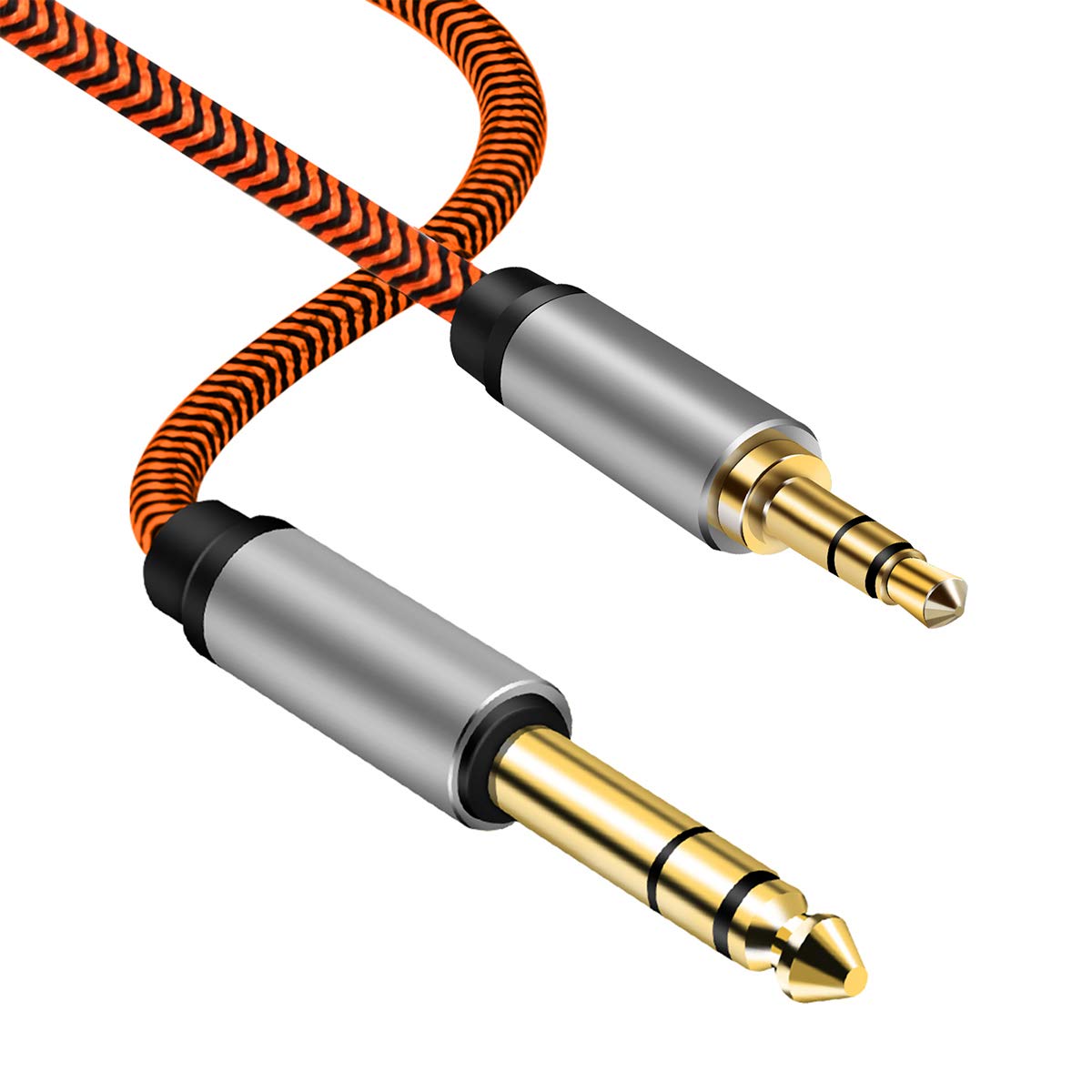 3.5mm to 6.35mm cable 6m,Youii 3.5mm (1/8 inch) Male TRS to 6.35mm (1/4 inch) Male TS Gold-Plated Connector Audio Stereo HiFi Nylond Braid Cable with Aluminium Alloy Housing. (6m)
