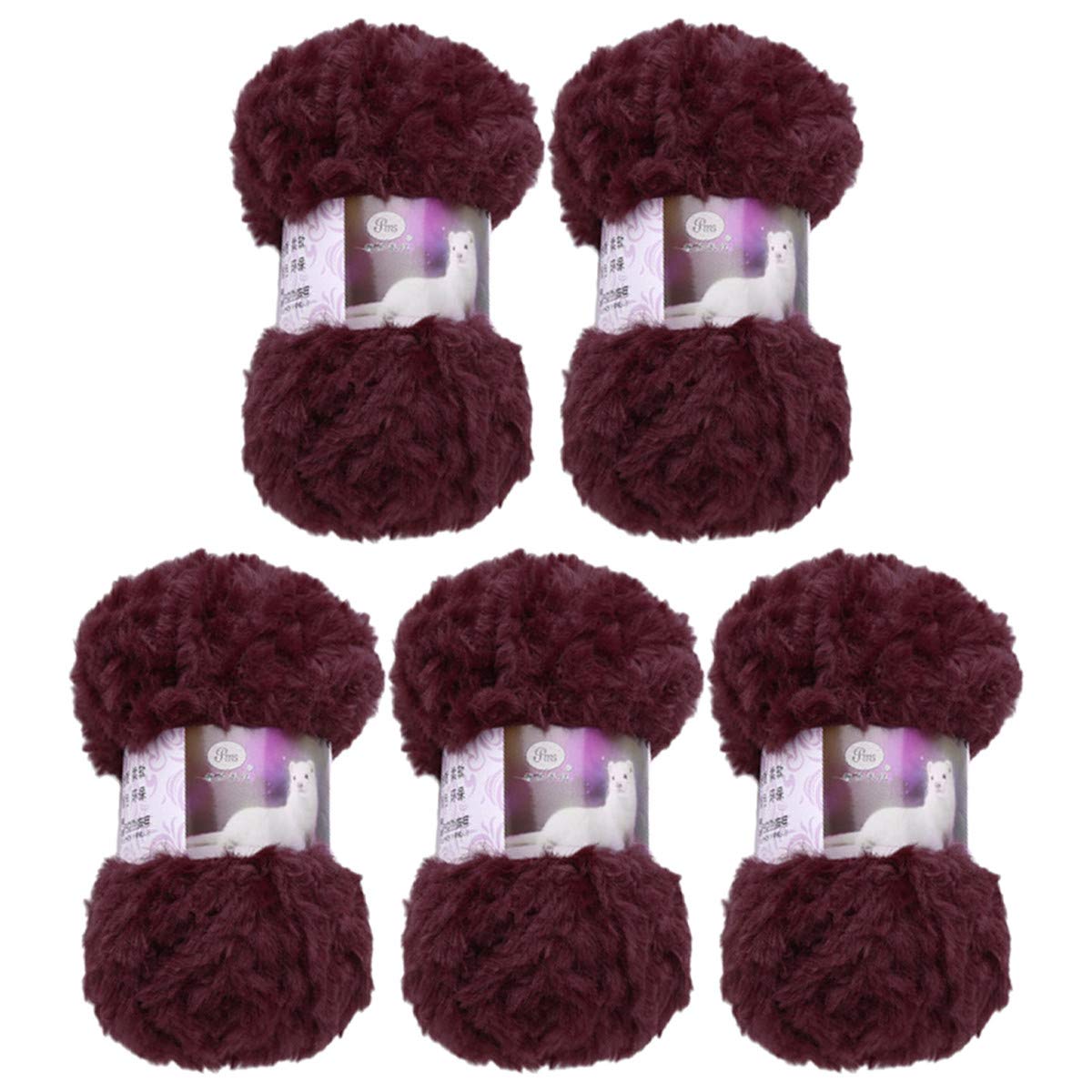 5 Pack of Soild Wool Fur Fluffy Plush Thick Knitting Yarn Supper Soft Fur Crochet Yarn for DIY Knitting Scarf Coat Gloves Hat Rugs Clothes Knitting Projects 250g — image 1