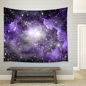 Stars of a Planet and Galaxy in a Free Space - Fabric Wall Tapestry Home Decor - 51x60 inches
