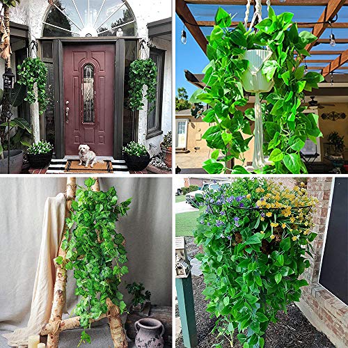 WARMIE Artificial Hanging Plants Fake Ivy Garland Artificial Plant Vines Fake Leaves 40 Inch Artificial Plants Indoor/Outside Garden Wedding Party Vines for Bedroom Plant 2 PCS(Ivy Leaves)