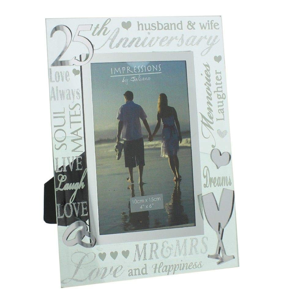 Juliana Silver 25th Wedding Anniversary Mirrored Photo Frame