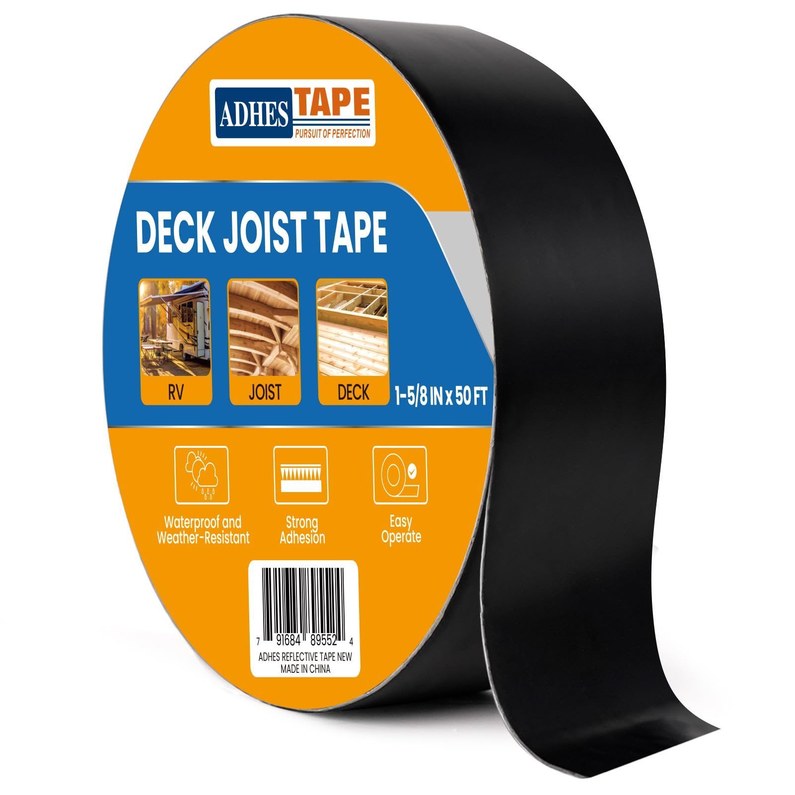 ADHES Butyl Deck Flashing Tape 4cm x 15m - 1 Roll, Waterproof Joist Tape for Wood Decks & Beams, Ideal for Outdoor Construction