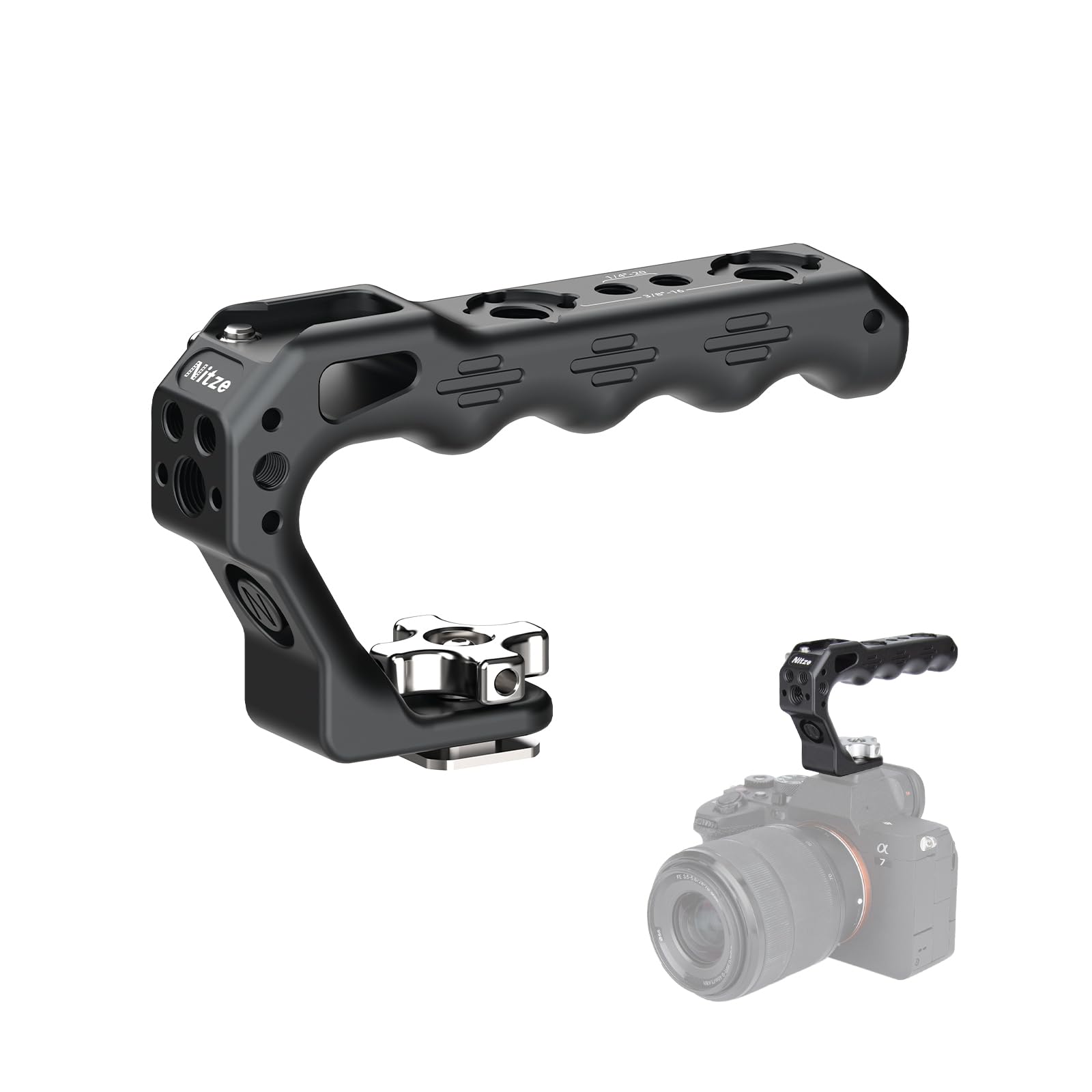 Nitze Universal Mini Cold Shoe Top Handle for Camera Cage, DSLR Cameras, Universal Video Rigs(Lil Stinger II Handle) - PA28M-D3