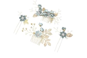 Toyvian Wedding Hair Comb Set 4Pcs Floral Bridal Hair Accessories Rhinestone Clips for Bride and Bridesmaids Special Occasion