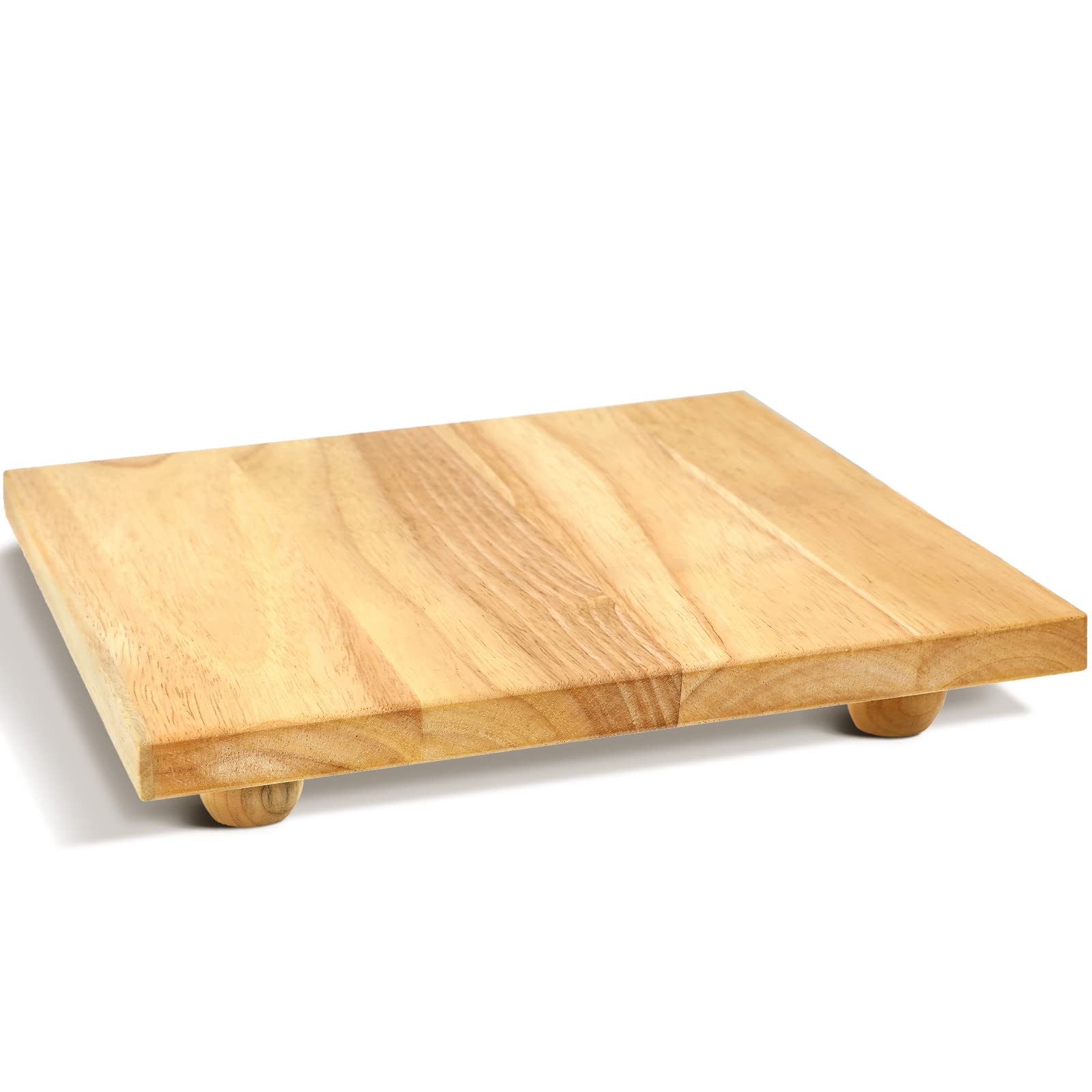 Photo 1 of Wood Butcher Block Cutting Board with Feet for Kitchen, 11.8 Inch Square Chopping Block Cutting Board with Legs for Meat Cheese Vegetables Kitchen Charcuterie, 2.6 Inches Thick