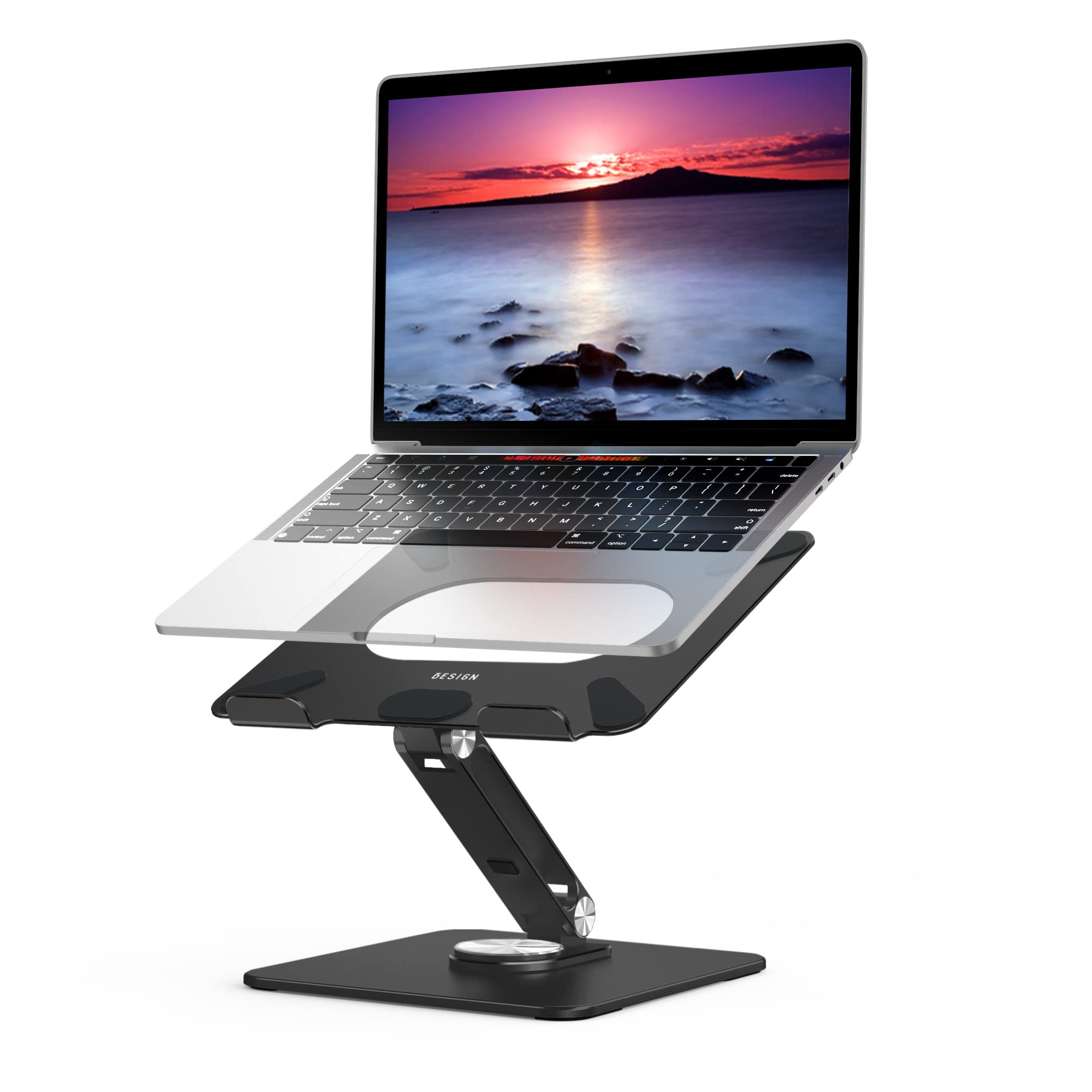 BESIGN LSX7 Laptop Stand with 360° Rotating Base, Ergonomic Adjustable Notebook Stand, Riser Holder Computer Stand Compatible with Air, Pro, Dell, HP, Lenovo More 10-15.6" Laptops (Black) - Image 2