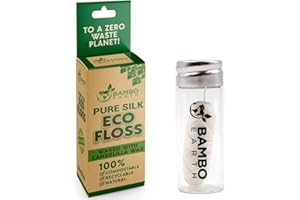 Biodegradable Mint Dental Tooth Lace Floss With Refillable & Reusable Glass Holder - 100% Organic Natural and Compostable Tee